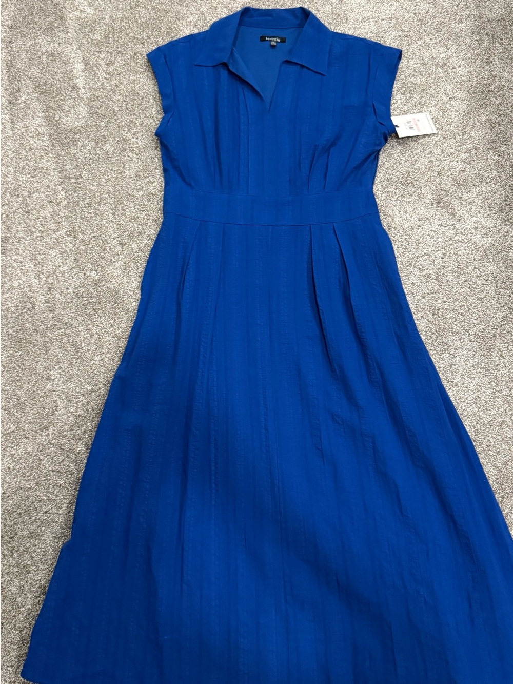 Kensie Cobalt Blue Cotton Collared Midi Dress